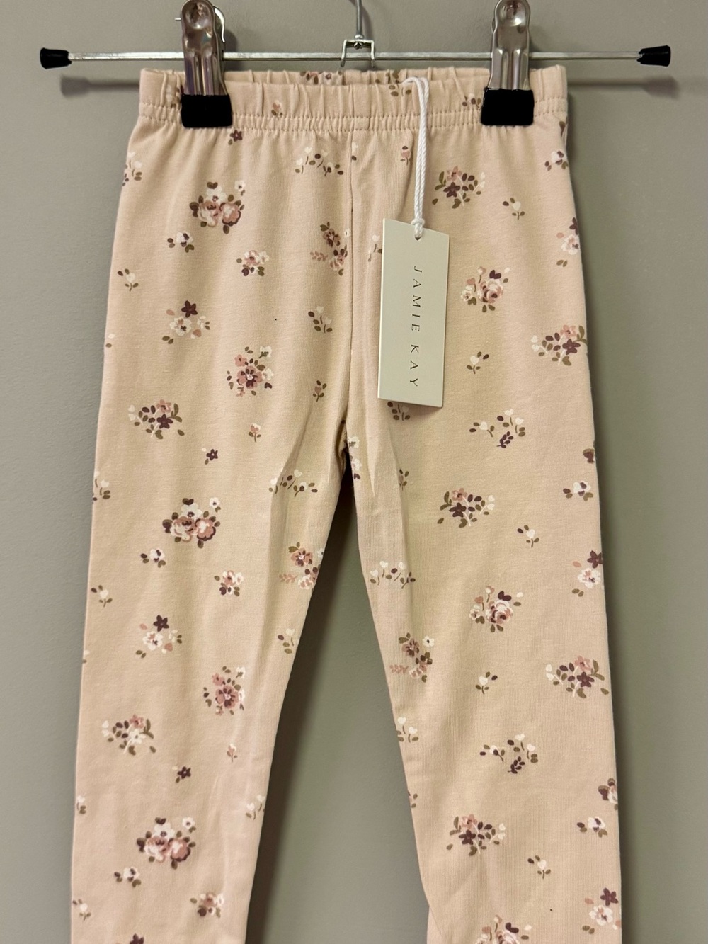 Jamie Kay Beige Floral Leggings with Pink & Brown Blossoms